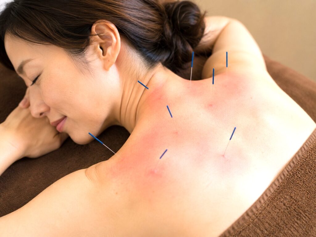 鍼治療時のフレア現象が出ている40代女性