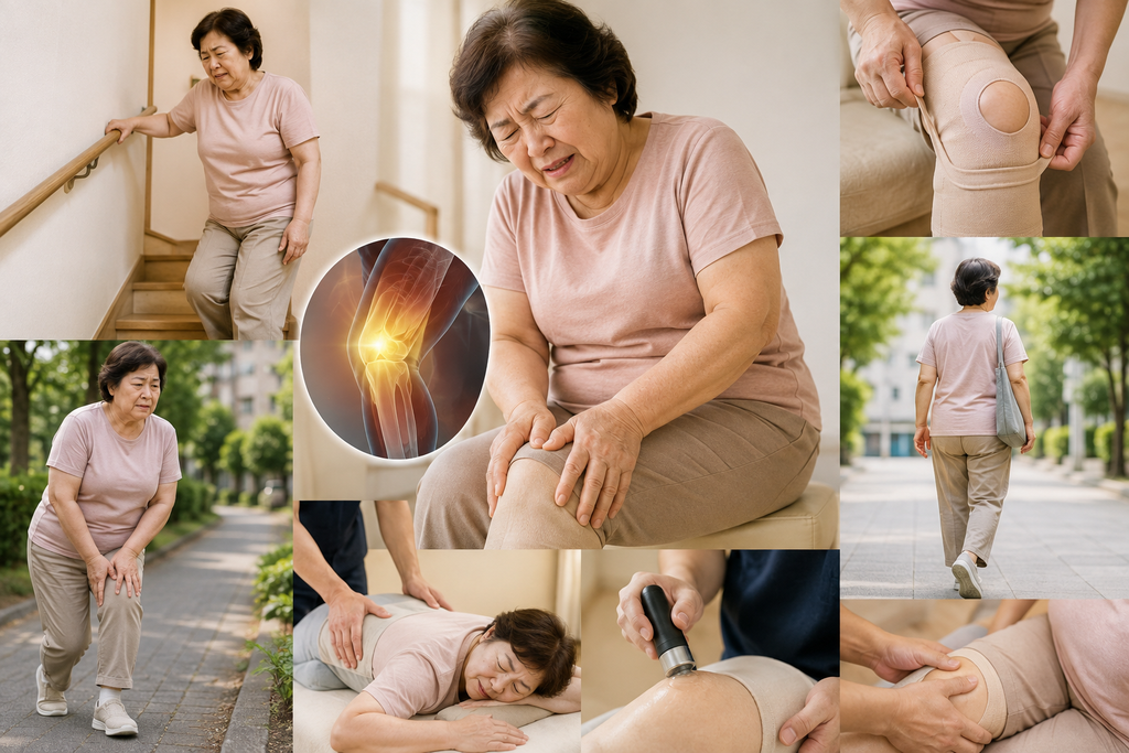 70代小太りで膝を痛めている女性患者さん